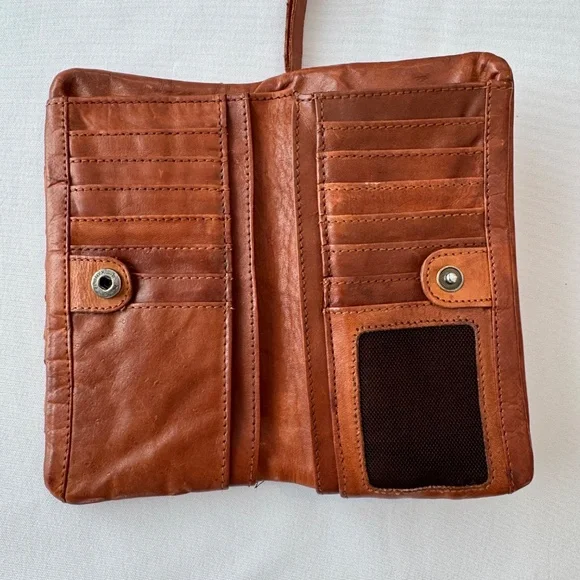 Vilenca Holland Cognac Brown Woven Leather Wallet - Super Soft! - Picture 3 of 11